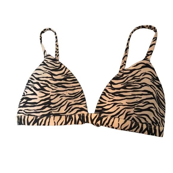 Animal print Hollister animal print bikini top. Tan base with black stripes size - Picture 1 of 5